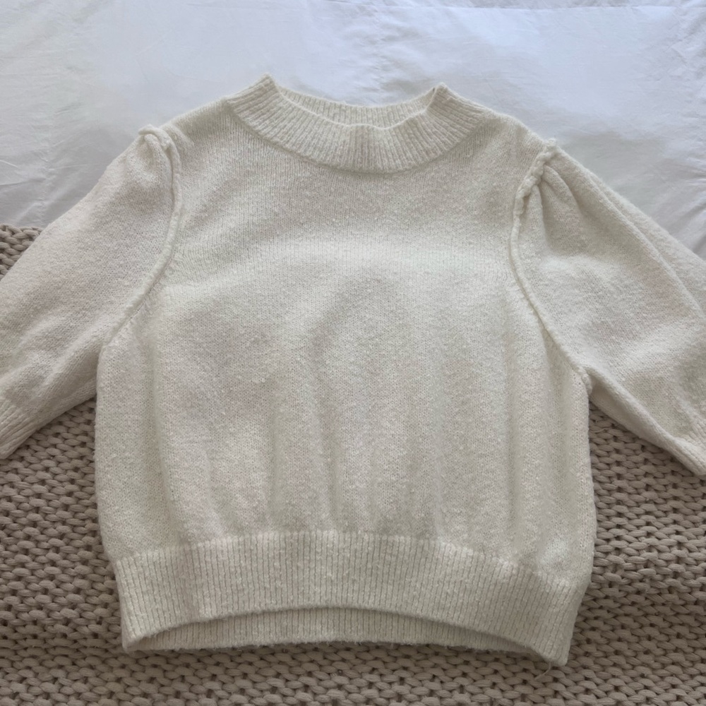 Free People Cream Crew Neck Sweater